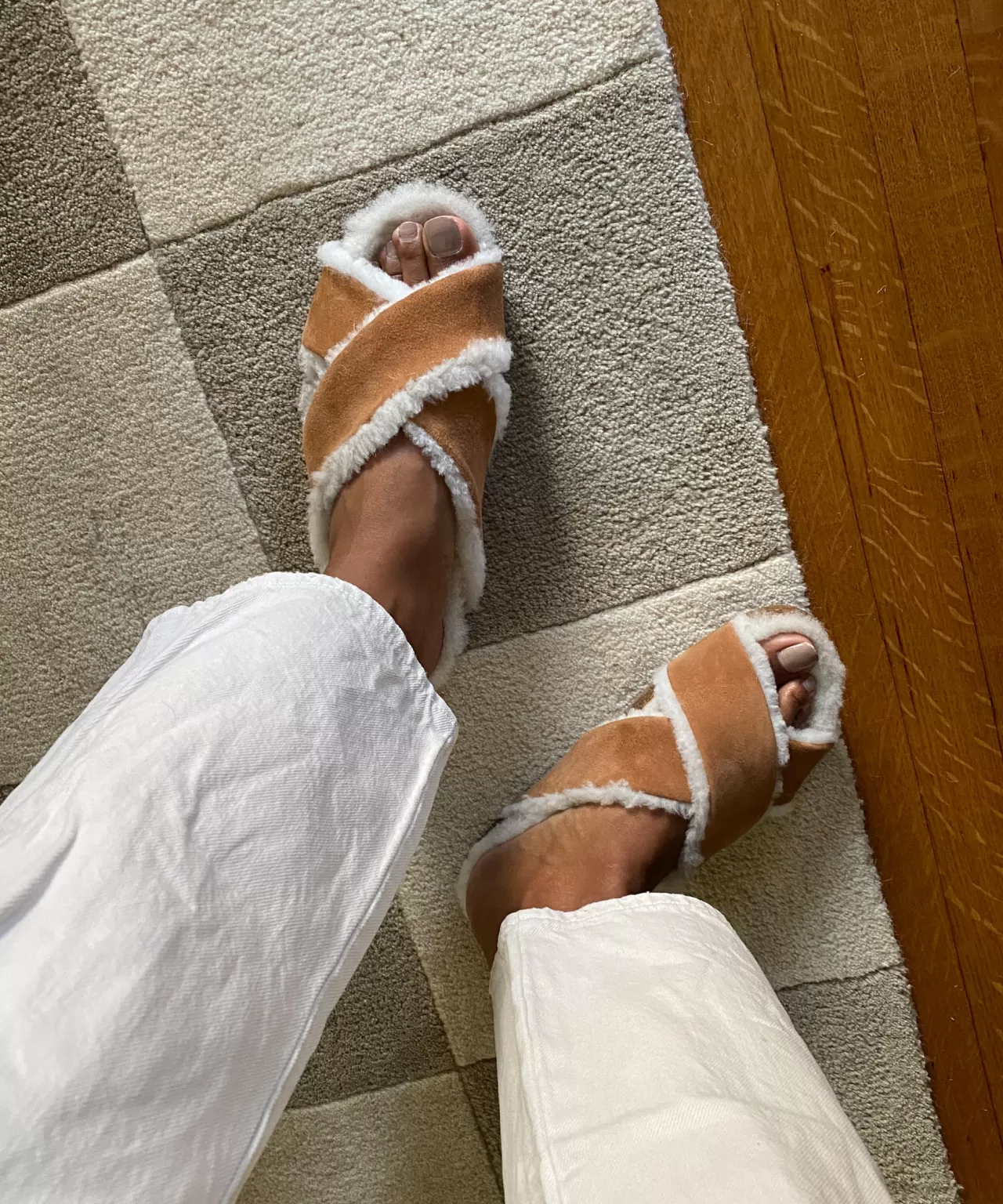 Jenni Kayne Shearling-Lined Crossover Sandal